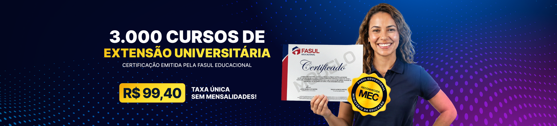 3.000 cursos de extensão universitária com taxa única
